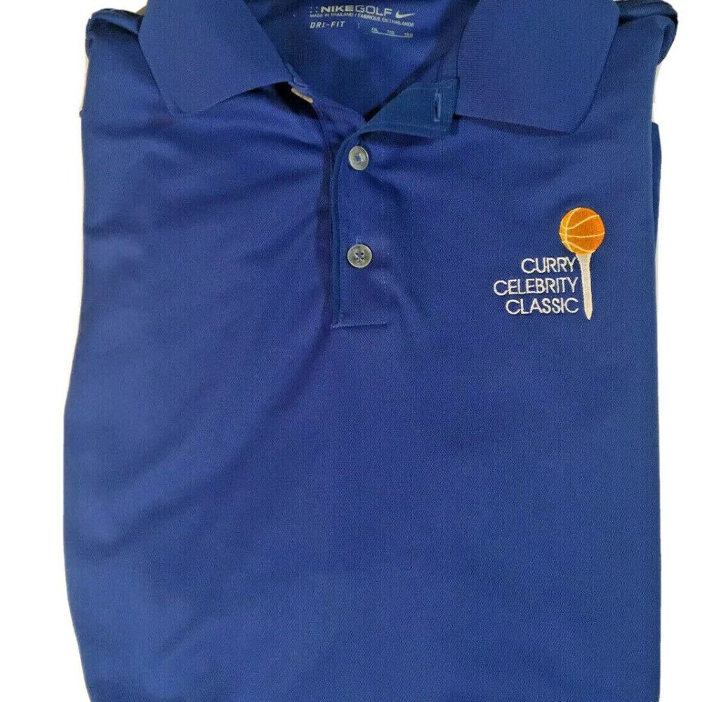 NIKE Golf Polo Shirt 2XL Dri-Fit Curry Celebrity Classic Blue Golf - Apollojets
